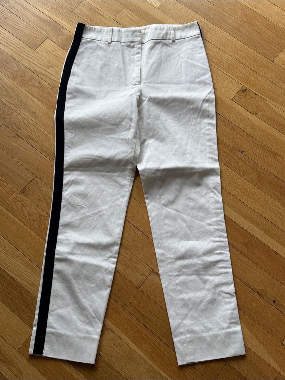 Carolina Herrera White Slacks with Black pinstripes